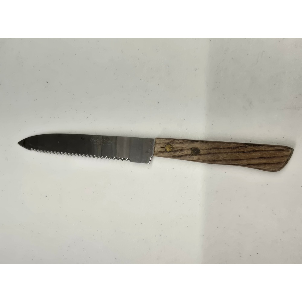 Hanford Forge Steak Knife Serrated Stainless Japan Wood Handle Vintage‎ Cutlery